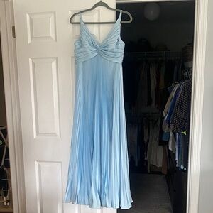 Azazie Light Blue Pleated Maxi Dress Bridsmaid Dress